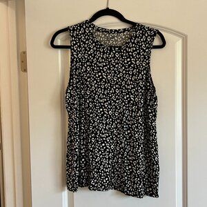 Nine West black & white animal print tank